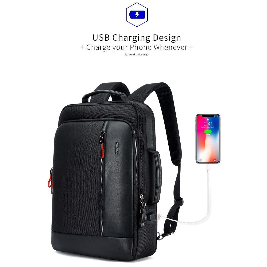 Anti-theft Leather Backpack